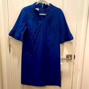 Sara Campbell Blue Ruffle Neck Dress 10